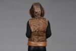Demi Buff Mink Piece Vest With Leather & Hood