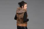 Demi Buff Mink Piece Vest With Leather & Hood